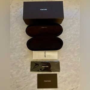 Tom Ford sunglasses hard case with cleaning cloth.